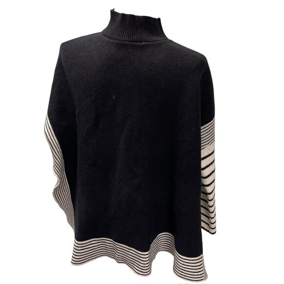 Chicwish Poncho Sweater with Long Sleeves Black and White Mock Turtleneck S/M - Picture 3 of 4